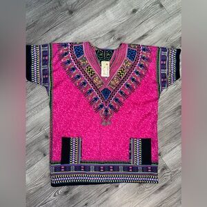 True Rock Women's African Print Dashiki / V-neck Top‎ NWT